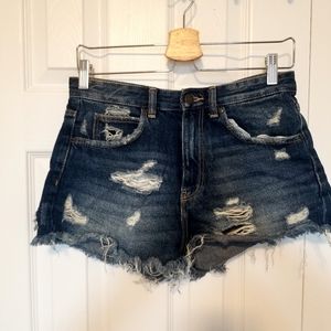 Zara High Waisted Distressed Jeans